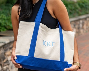 Basic Greek Letter Sorority Chapter Tote Bag / Sorority Bid Day Tote Bag Gift / Big Little Family Gift / Customizable Greek Canvas Tote Bag