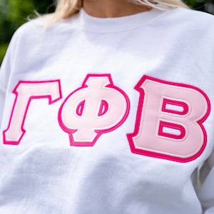 Elegant Satin Stitch Basic Sorority Chapter Greek Letter Sweatshirt / Gildan Crew Neck Embroidered Sweatshirt / Sorority Double Stitched