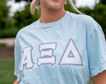 White Glitter Sorority Greek Letter Shirt / Comfort Colors Unisex Crew Neck T-Shirt / Greek Sorority Shirt / Big Little Letters Shirts