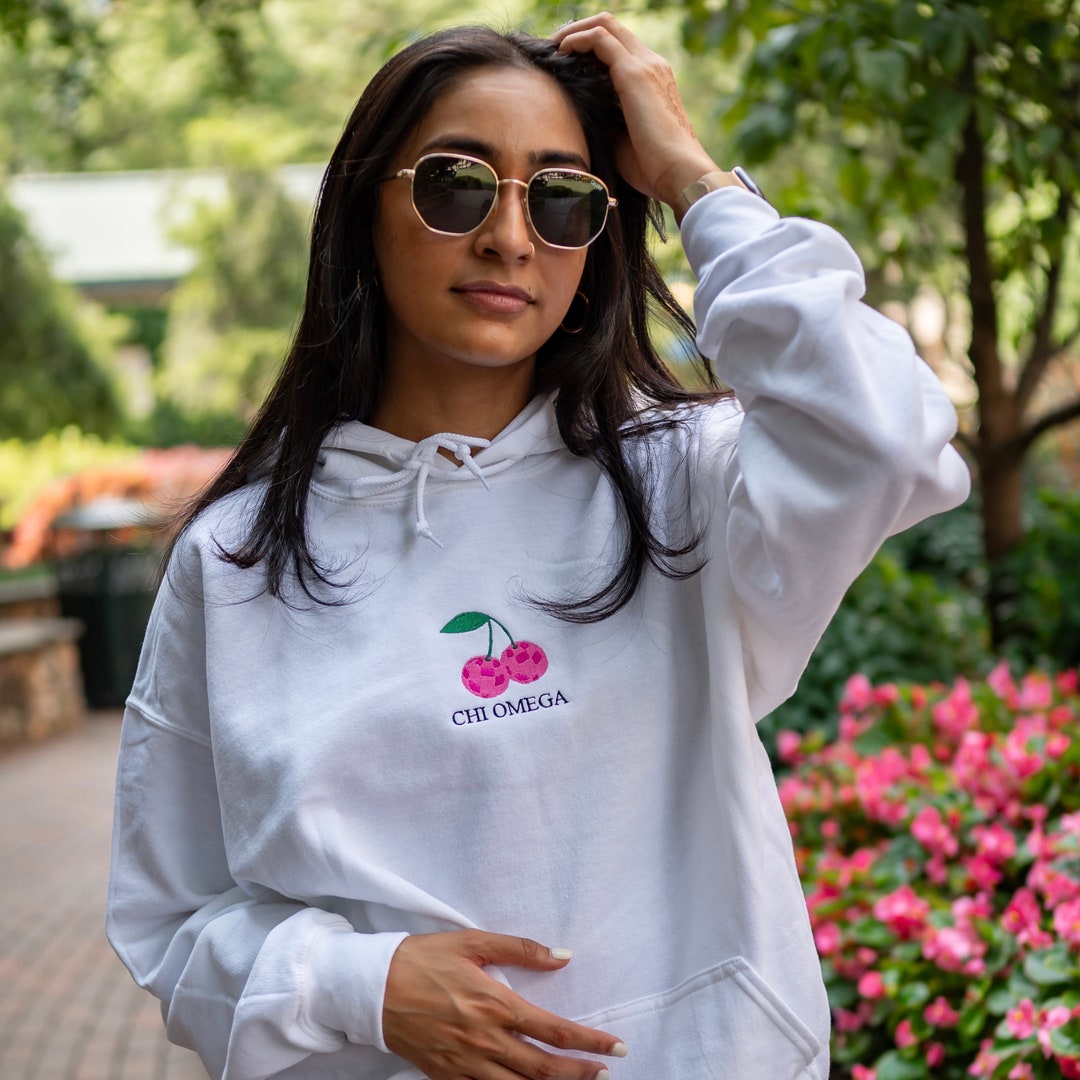 Disco Cherry Sorority Chapter Greek Letter Embroidered Hoodie
