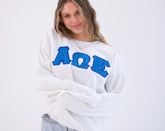 Alpha Omega Epsilon Sorority Basic Greek Letter Double Stitched Sweatshirt / Gildan Crew Neck Sweatshirt/Big Little Family Customizable Gift