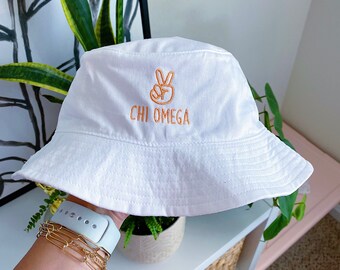 Peace Out Sorority Greek Letter Bucket Hat / Greek Sorority Bucket Hat / Big Little Family Bucket Hat / Bid Day Bag Gift / College Gift