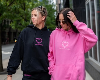 Sudadera con capucha con letras griegas bordadas del capítulo de la hermandad Twin Flame / Sudadera con capucha Gildan / Sudadera con capucha Big Little Fam