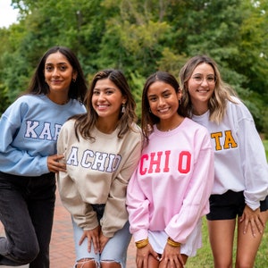 Old School Sorority Chapter Double Stitched Embroidered Sweatshirt / Gildan Crew Neck Embroidered Sweatshirt / Big Little Letter Sweatshirts