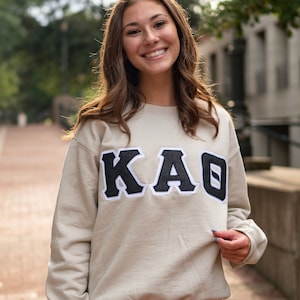 Black Glitter Sorority Chapter Greek Letter Stitched Sweatshirt / Gildan Crew Neck Sweatshirt / Big Little Family Letter Sweatshirts