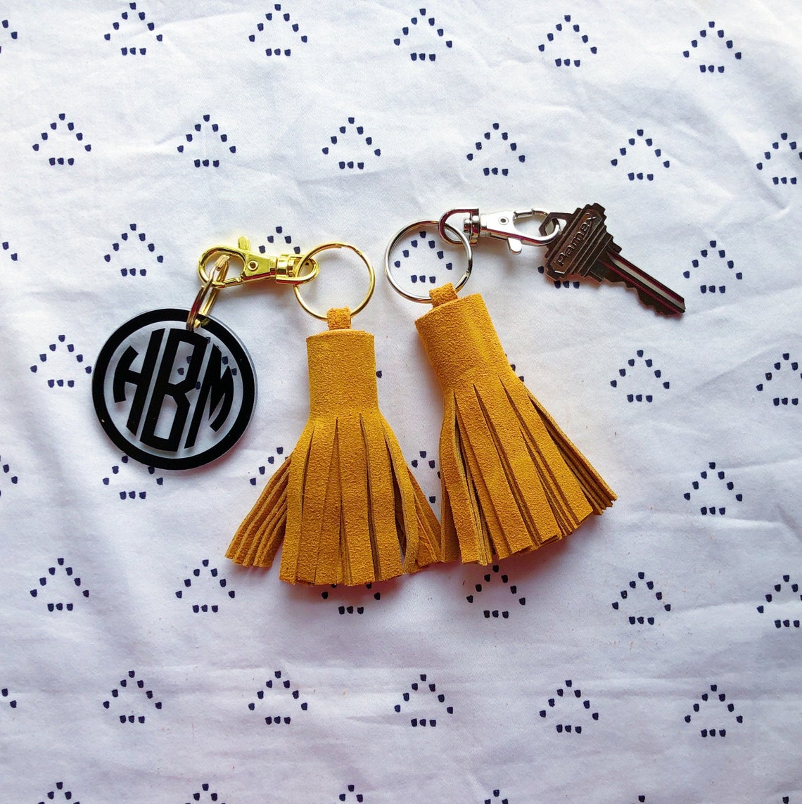 Mustard Suede Tassel Keychain Mini XL / Purse Charm / Key Ring Etsy