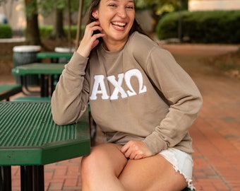 Basic Minimalistic Sorority Greek Letter Stitched Sweatshirt / Independent Trading Co Crew Neck Sweatshirt / Big Little Letter Sweatshirts