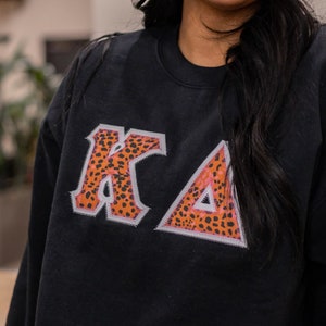 Leopard Love Sorority Chapter Greek Letter Stitched Crew Neck Sweatshirt / Gildan Crew Neck Sweatshirt / Big Little Family Letter Sweatshirt