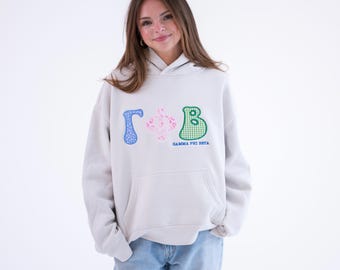 Sudadera con capucha elegante y cómoda con letras griegas de la hermandad Starstruck Trendy / Sudadera con capucha de color / Sudadera con capucha con letras grandes y pequeñas