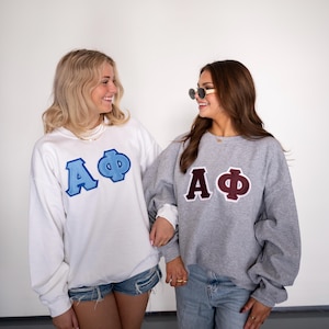 Alpha Phi Sorority Basic Greek Letter Double Stitched Sweatshirt / Gildan Crew Neck Sweatshirt / Big Little Family Customizable Gift