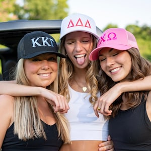 Basic Greek Letter Sorority Embroidered Sorority Trucker Hat / Sorority Trucker Hat / Bid Day Bag Gift / Customizable Sorority Trucker Hat