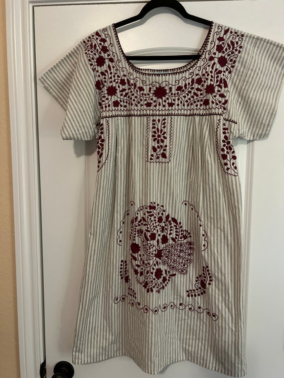 zara white dress with embroidered flowers Country Chicken Striped Embroidered Dress