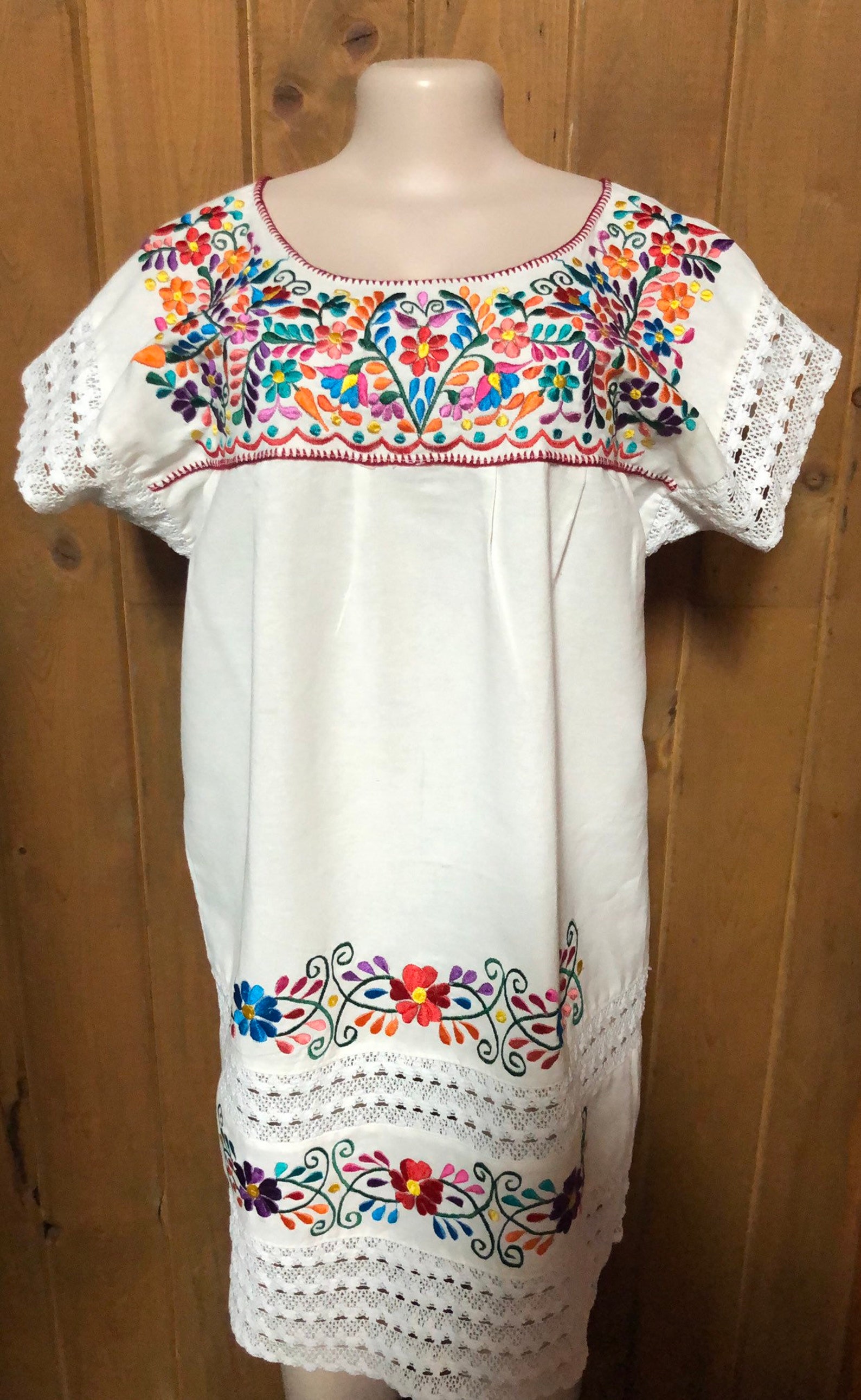 Mexican Manta Crocheted White Dress W/ White Cotton Lace | Etsy