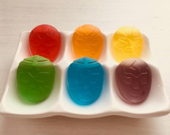 Set of 6 Luchador (Mexican wrestler) Soaps - Transparent Rainbow