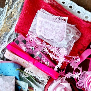 Kit de couture lente, 100 % tissu vintage, dentelle et éphémères, journal intime, projets de techniques mixtes, collage, bricolage, scrapbooking, shabby chic