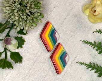Diamond Stripe Rainbow Stud Earring / ROYGBIV / LGBTQ+ / Multicolor Earrings / Colorful Earrings