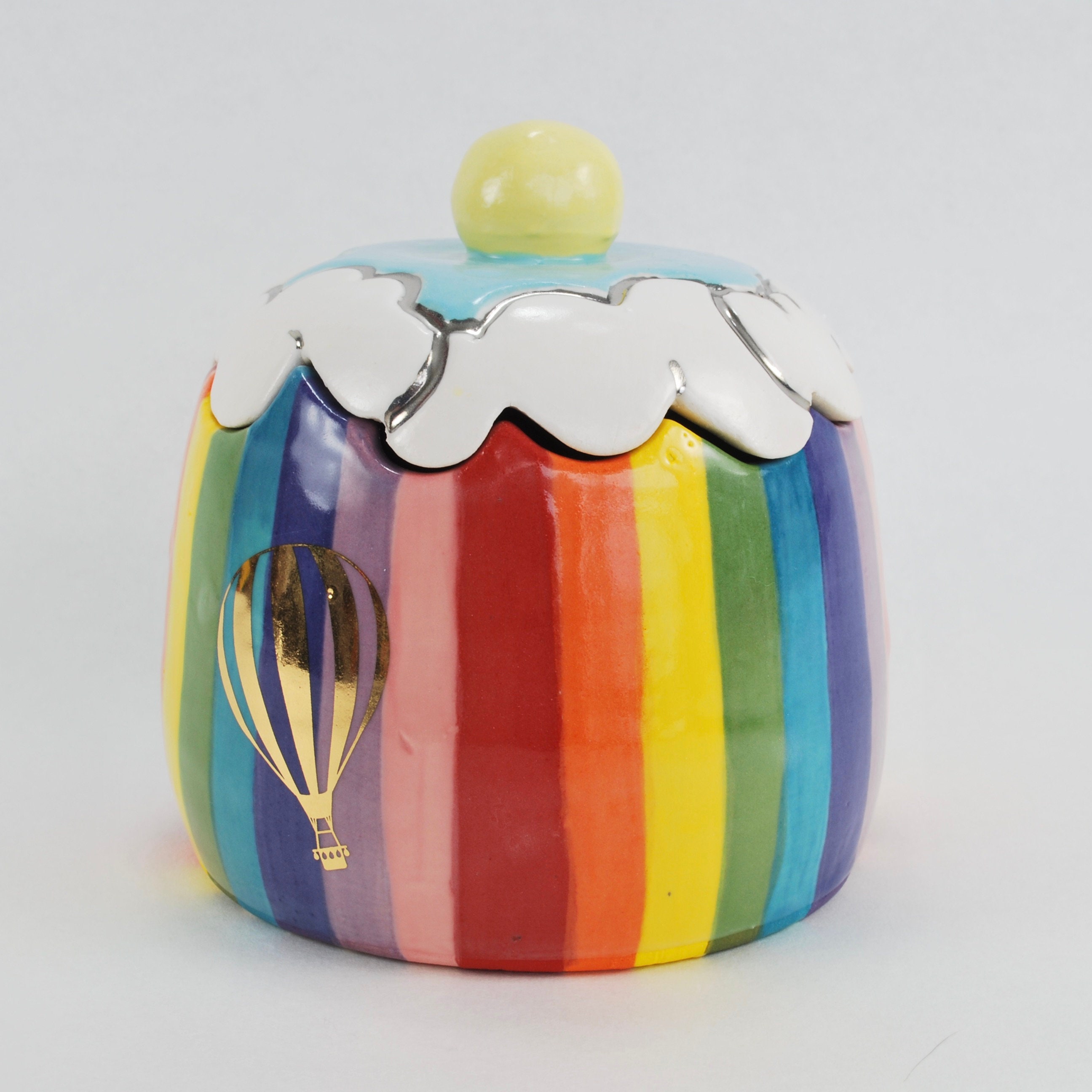 Handmade Colorful Rainbow Striped Ceramic Pottery Jar with Etsy