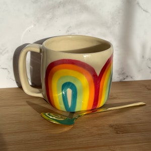 Triple Rainbow Mug Coffee Cup ROYGBIV Handmade Ceramics image 3