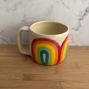 Triple Rainbow Mug Coffee Cup ROYGBIV Handmade Ceramics image 2