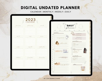 Undated Digital Planner, Aesthetic Digital Planner, Daily Planner, Undated Monthly Planner, Easy Digital Planner, Android Planner, Goodnotes