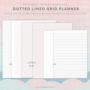 Dot Grid Line Paper, Lined Paper, Graph Paper, Notebook paper, Dotted Paper, Planner Essential, A5, A4, Letter Size, PDF, Planner Pages