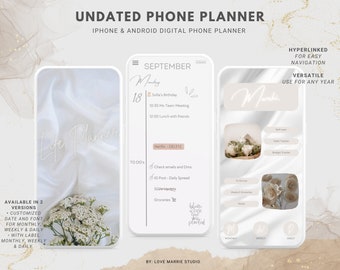 Undated Planner Undated Digital Phone Planner Digital Pocket Planner iPhone Digital Planner Android Digital Phone Planner Goodnotes Planner