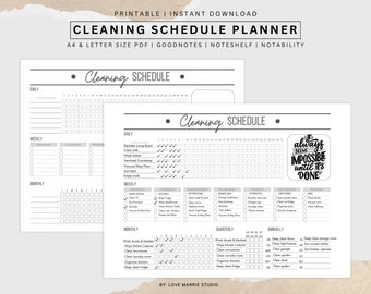 Printable Cleaning Schedule, Weekly, Monthly, Yearly Cleaning Checklist, ADHD Cleaning List, Cleaning Planner, House Chore List, Digital PDF