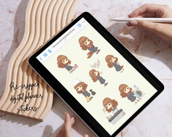 Hermione Chibi Digital Sticker, PNG, Daily Chores PNG, Harry Potter Hermione Character, Hermione Stickers, Goodnotes Digital Planner Sticker