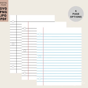 Cuaderno rayado SVG, PNG, JPG, papel escolar svg, papel de línea svg, imágenes prediseñadas de papel rayado, archivos cortados svg - Descarga instantánea