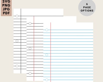 Lined Notebook SVG, PNG, JPG,School paper svg, Line paper svg, lined paper clipart, cut files svg - Instant Download