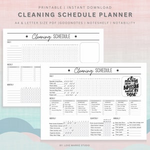 Printable Cleaning Schedule, Weekly, Monthly, Yearly Cleaning Checklist, ADHD Cleaning List, Cleaning Planner, House Chore List, Digital PDF