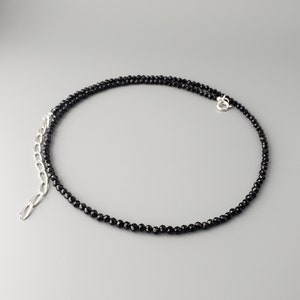 Delicate Black Spinel Necklace 3mm