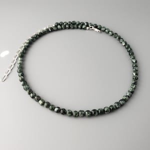 Seraphinite Beaded Necklace: Sterling Silver, Angelic Green