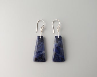 Boucles d'oreilles pendantes en argent sterling et sodalite