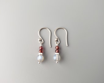 Labradorite Garnet Earrings