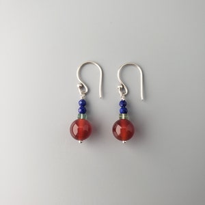 Carnelian Lapis Green Tourmaline Earrings