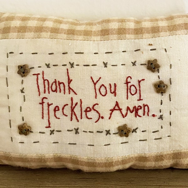 Thank You for Freckles Primitive Hand Embroidery Pattern - Farmhouse Style - Basket Case x Needlework Therapy - Instant Download