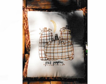 Plaid Pumpkins Primitive Stitchery -E pattern Instant Downloadable- by Basket Case x Needlework Therapy