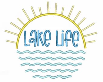 Lake Life Machine Embroidery Pattern: Coastal Design (Instant Download)