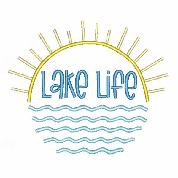 Lake Life2 Machine Embroidery Pattern, Machine Embroidery, Four sizes, Instant Download, Fun at Lake, Several Formats, Coastal, Lake House