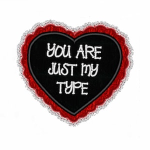 Just My Type Heart - Machine Embroidery and Applique Pattern (Instant Download)