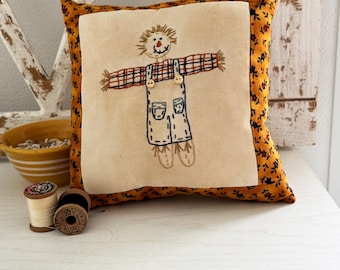 Scarecrow Hand Embroidery Pattern: Primitive Autumn Design (PDF Pattern)