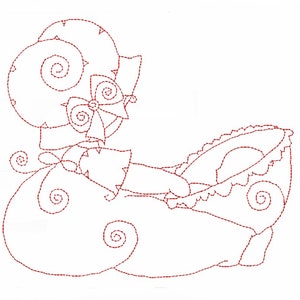 Redwork Baby Stickdatei: Sonnenhaube ITH