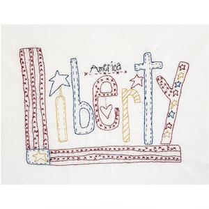 Primitive Liberty Hand Embroidery Pattern, Primitive Patriotic pattern