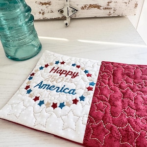 Maskinbroderimönster för amerikansk muggmatta, 250-årsjubileum för 2026, patriotiskt jubileum