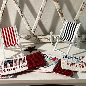 Patriotic Mug Rugs: ITH Applique Embroidery Designs (5x7, 6x10)