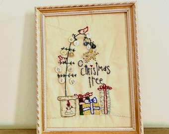 O'Christmas Tree Primitive Hand Embroidery Design by Basket Case x Needlework Therapy- Instant Download