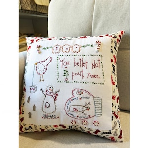 Primitive Christmas Sampler Hand Embroidery Pattern, Holiday Stitchery