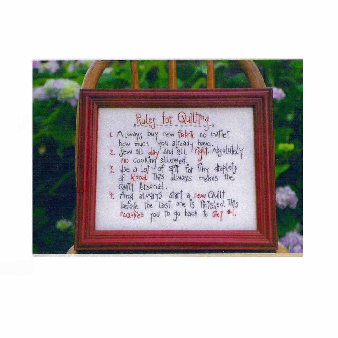 Rules for Quilting Primitive Hand Embroidery Pattern Basket Etsy