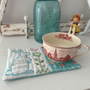 April Season #1018 ITH Mug Rug. ITH Machine Embroidery and Applique Pattern, BOM, Birthday Gift, Two Sizes Included